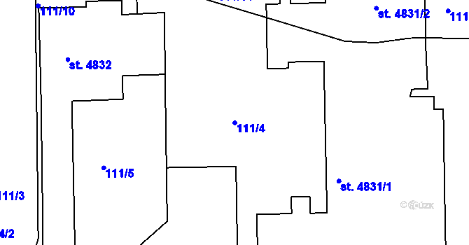 Parcela st. 111/4 v KÚ Beroun, Katastrální mapa