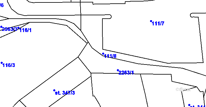 Parcela st. 111/8 v KÚ Beroun, Katastrální mapa