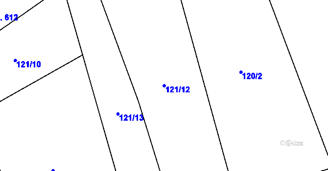 Parcela st. 121/12 v KÚ Beroun, Katastrální mapa