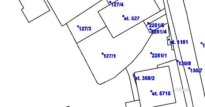 Parcela st. 127/1 v KÚ Beroun, Katastrální mapa