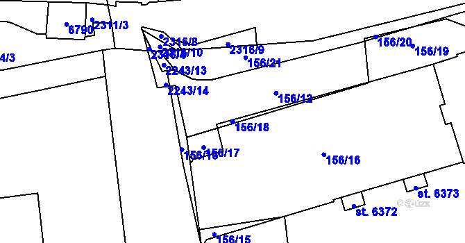 Parcela st. 156/18 v KÚ Beroun, Katastrální mapa