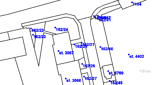 Parcela st. 162/21 v KÚ Beroun, Katastrální mapa