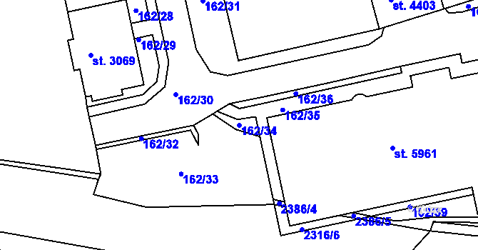 Parcela st. 162/34 v KÚ Beroun, Katastrální mapa
