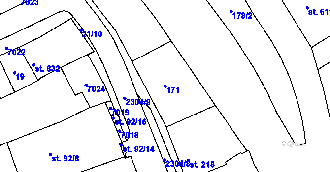 Parcela st. 171 v KÚ Beroun, Katastrální mapa