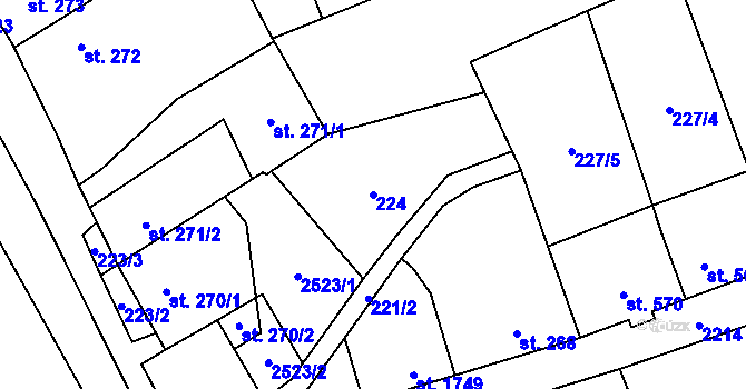 Parcela st. 224 v KÚ Beroun, Katastrální mapa