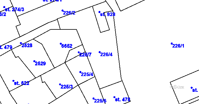 Parcela st. 226/4 v KÚ Beroun, Katastrální mapa