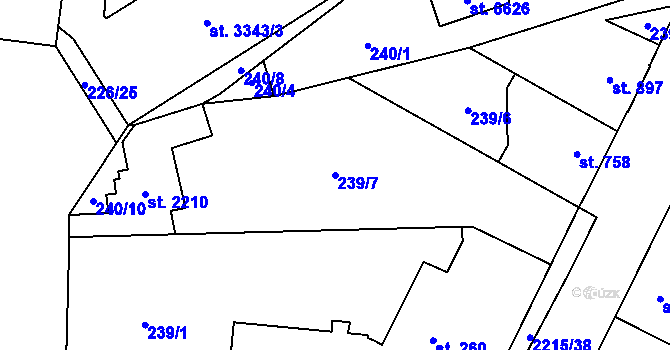 Parcela st. 239/7 v KÚ Beroun, Katastrální mapa