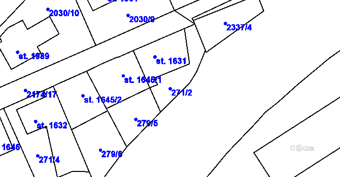 Parcela st. 271/2 v KÚ Beroun, Katastrální mapa
