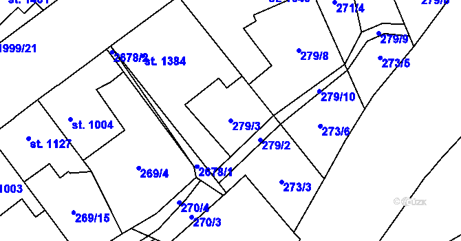 Parcela st. 279/3 v KÚ Beroun, Katastrální mapa