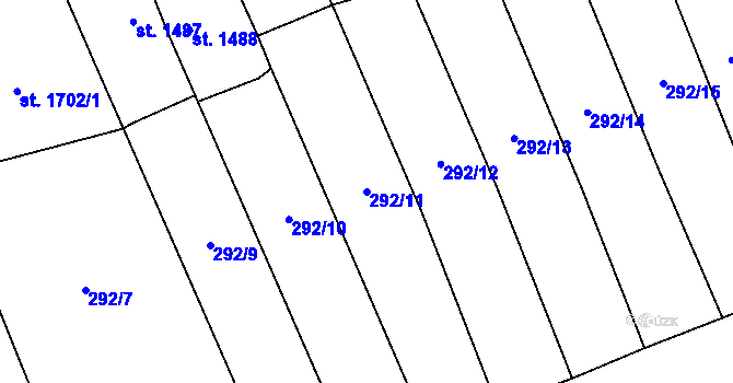 Parcela st. 292/11 v KÚ Beroun, Katastrální mapa