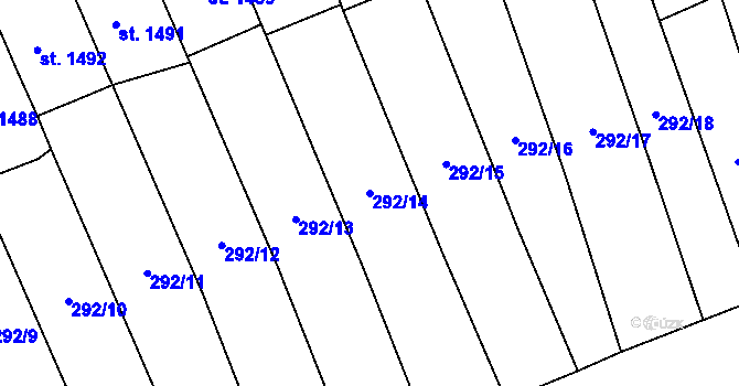 Parcela st. 292/14 v KÚ Beroun, Katastrální mapa