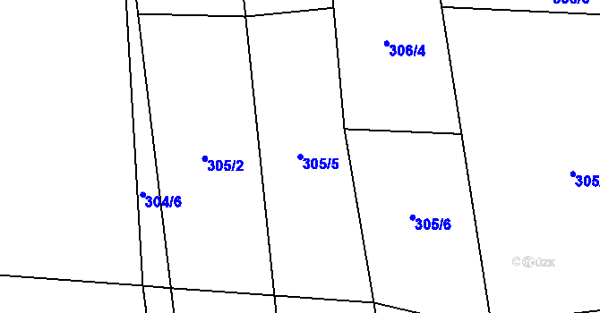 Parcela st. 305/5 v KÚ Beroun, Katastrální mapa