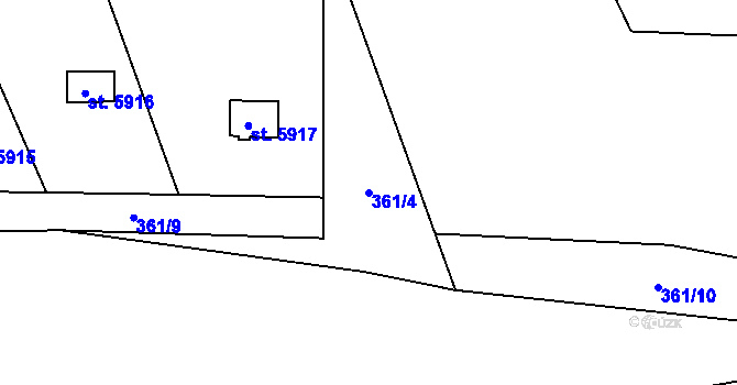 Parcela st. 361/4 v KÚ Beroun, Katastrální mapa