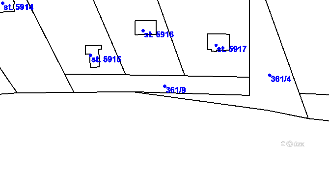 Parcela st. 361/9 v KÚ Beroun, Katastrální mapa