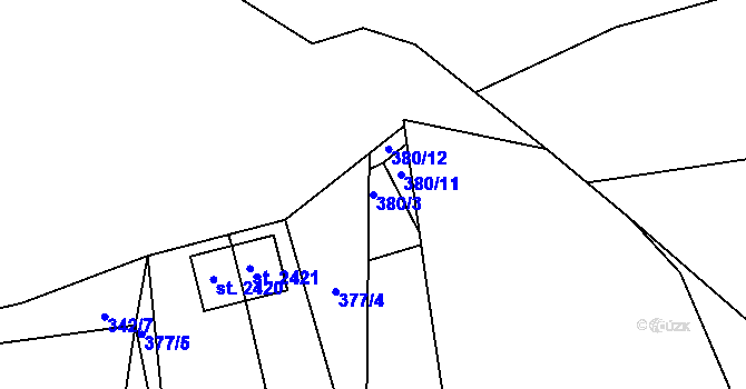 Parcela st. 380/3 v KÚ Beroun, Katastrální mapa