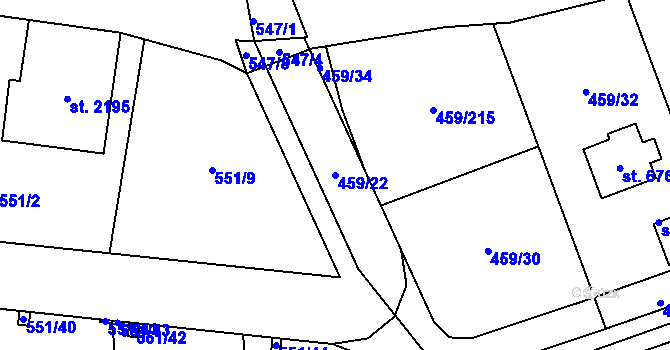 Parcela st. 459/22 v KÚ Beroun, Katastrální mapa