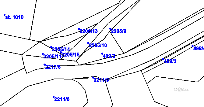 Parcela st. 499/3 v KÚ Beroun, Katastrální mapa
