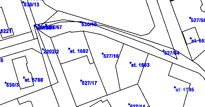 Parcela st. 527/18 v KÚ Beroun, Katastrální mapa