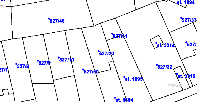 Parcela st. 527/20 v KÚ Beroun, Katastrální mapa