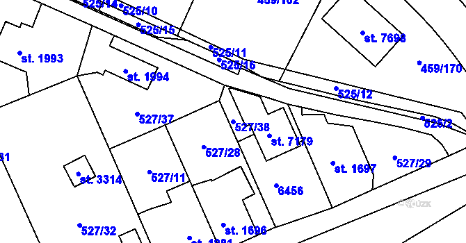 Parcela st. 527/38 v KÚ Beroun, Katastrální mapa
