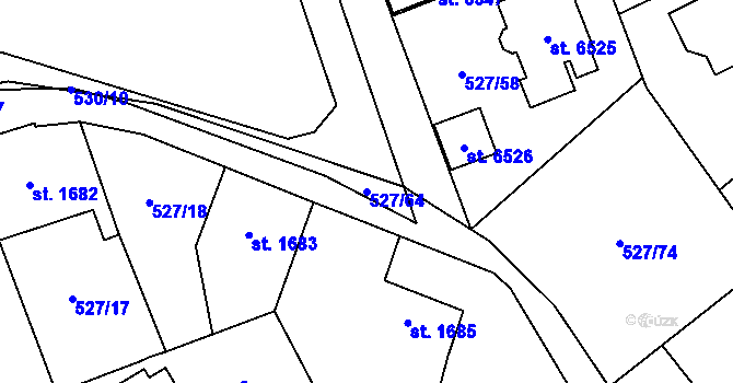 Parcela st. 527/64 v KÚ Beroun, Katastrální mapa