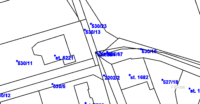 Parcela st. 527/66 v KÚ Beroun, Katastrální mapa