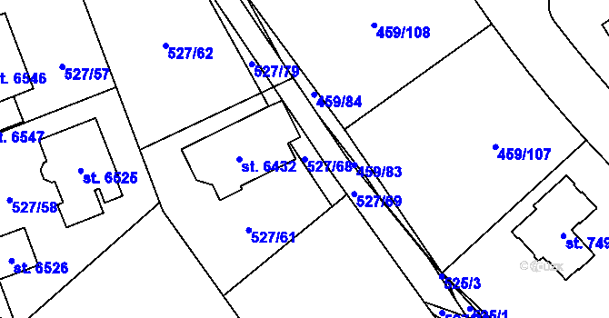 Parcela st. 527/68 v KÚ Beroun, Katastrální mapa
