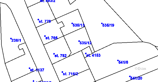 Parcela st. 535/12 v KÚ Beroun, Katastrální mapa