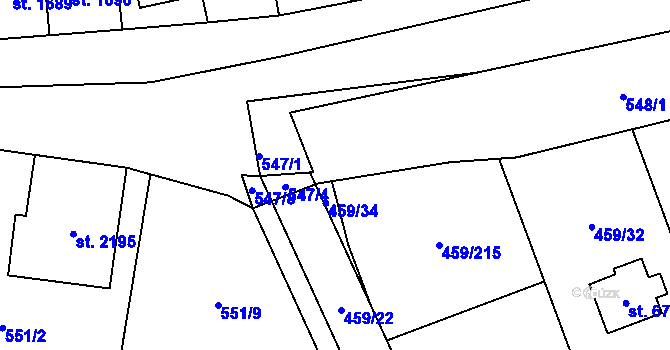 Parcela st. 547/3 v KÚ Beroun, Katastrální mapa