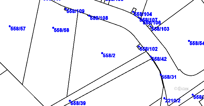 Parcela st. 558/2 v KÚ Beroun, Katastrální mapa