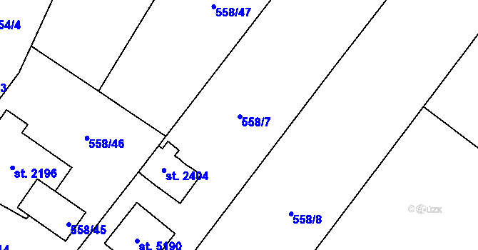 Parcela st. 558/7 v KÚ Beroun, Katastrální mapa