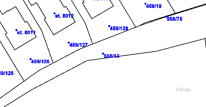 Parcela st. 558/13 v KÚ Beroun, Katastrální mapa