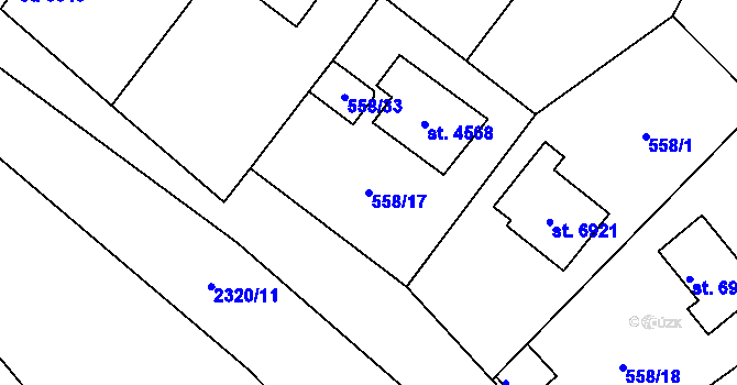 Parcela st. 558/17 v KÚ Beroun, Katastrální mapa