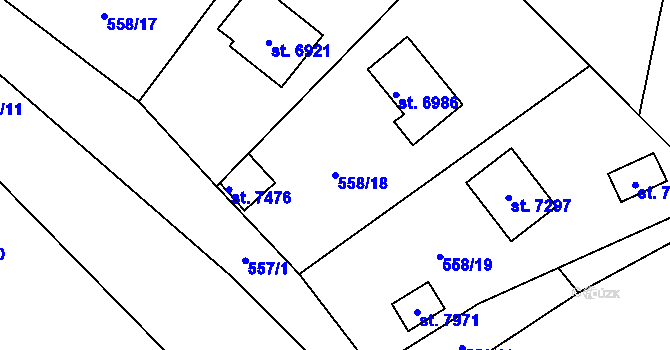 Parcela st. 558/18 v KÚ Beroun, Katastrální mapa