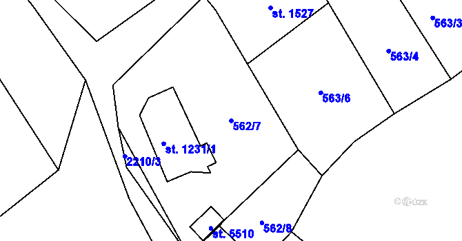 Parcela st. 562/7 v KÚ Beroun, Katastrální mapa