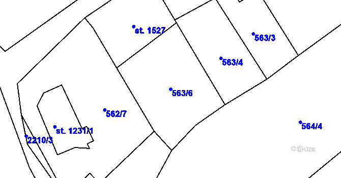Parcela st. 563/6 v KÚ Beroun, Katastrální mapa
