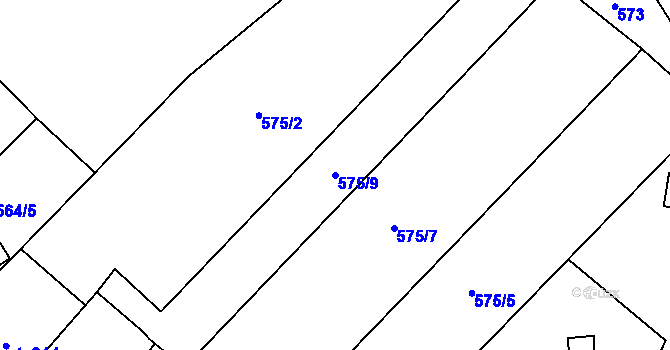 Parcela st. 575/9 v KÚ Beroun, Katastrální mapa