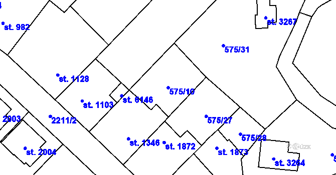 Parcela st. 575/10 v KÚ Beroun, Katastrální mapa
