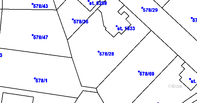 Parcela st. 578/28 v KÚ Beroun, Katastrální mapa