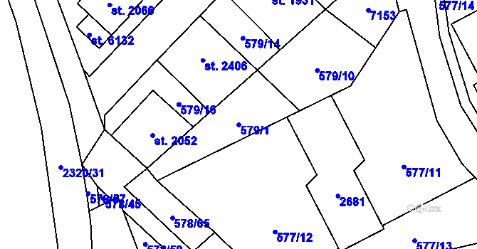 Parcela st. 579/1 v KÚ Beroun, Katastrální mapa