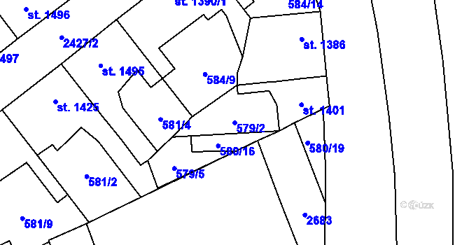 Parcela st. 579/2 v KÚ Beroun, Katastrální mapa