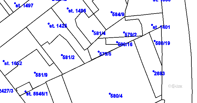 Parcela st. 579/5 v KÚ Beroun, Katastrální mapa