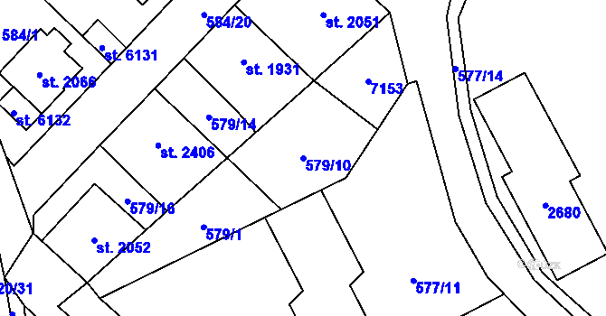 Parcela st. 579/10 v KÚ Beroun, Katastrální mapa