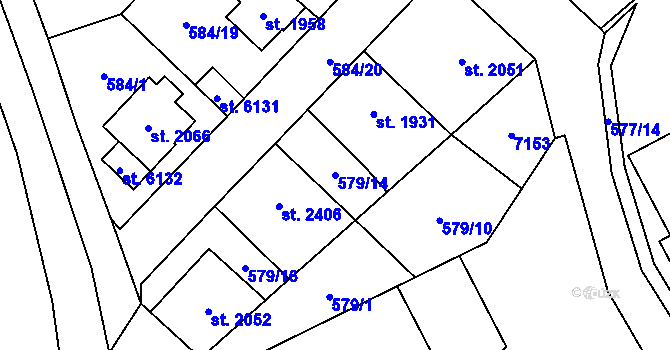Parcela st. 579/14 v KÚ Beroun, Katastrální mapa