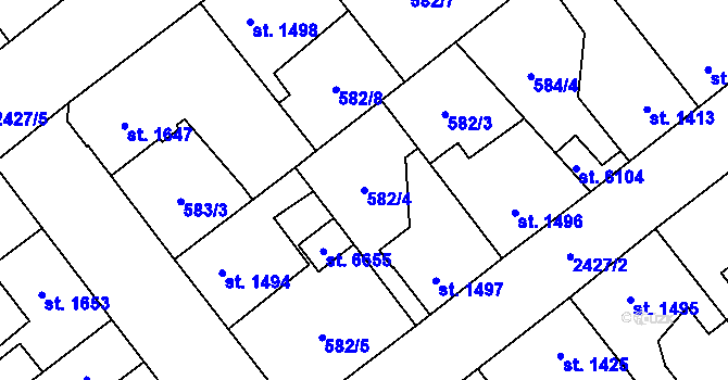 Parcela st. 582/4 v KÚ Beroun, Katastrální mapa