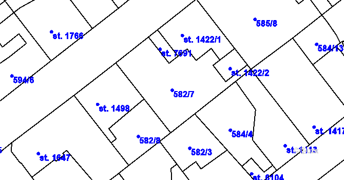 Parcela st. 582/7 v KÚ Beroun, Katastrální mapa