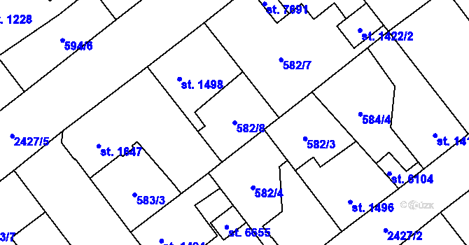 Parcela st. 582/8 v KÚ Beroun, Katastrální mapa