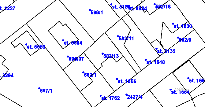 Parcela st. 582/13 v KÚ Beroun, Katastrální mapa