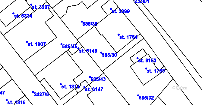 Parcela st. 585/30 v KÚ Beroun, Katastrální mapa