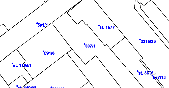 Parcela st. 587/1 v KÚ Beroun, Katastrální mapa